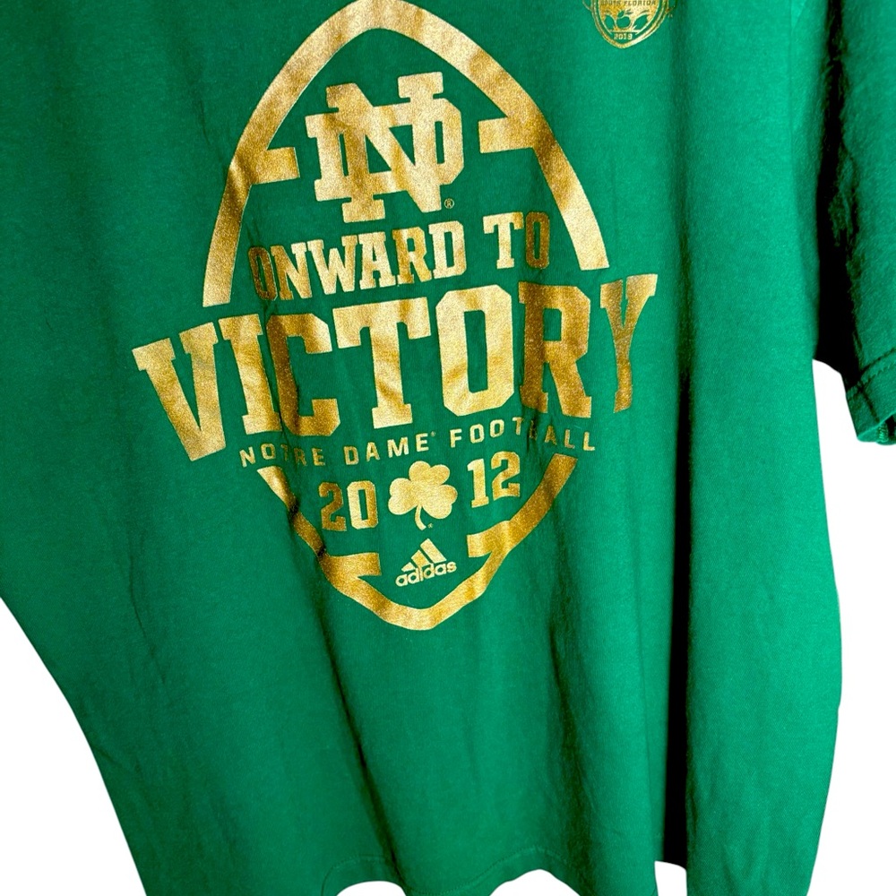 Notre Dame On to Victory Football T Shirt Nice 2012 adidas Green Gold size XL